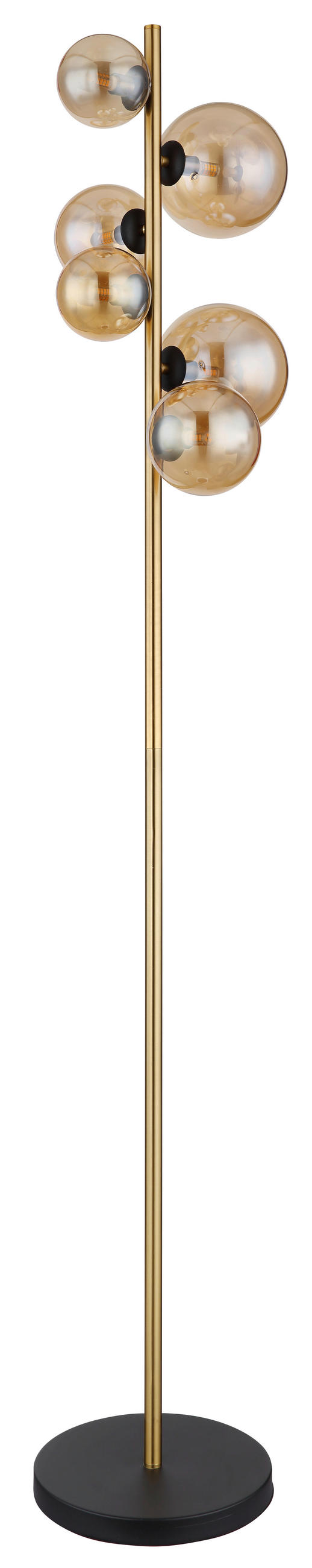 LED-STEHLEUCHTE - Messingfarben/Bernsteinfarben, Design, Glas/Metall (28,5/26,5/155cm) - Globo