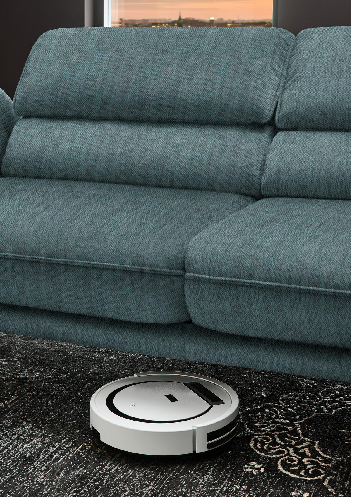 ECKSOFA in Velours Opal  - Opal/Schwarz, Design, Textil/Metall (283/153cm) - Valdera