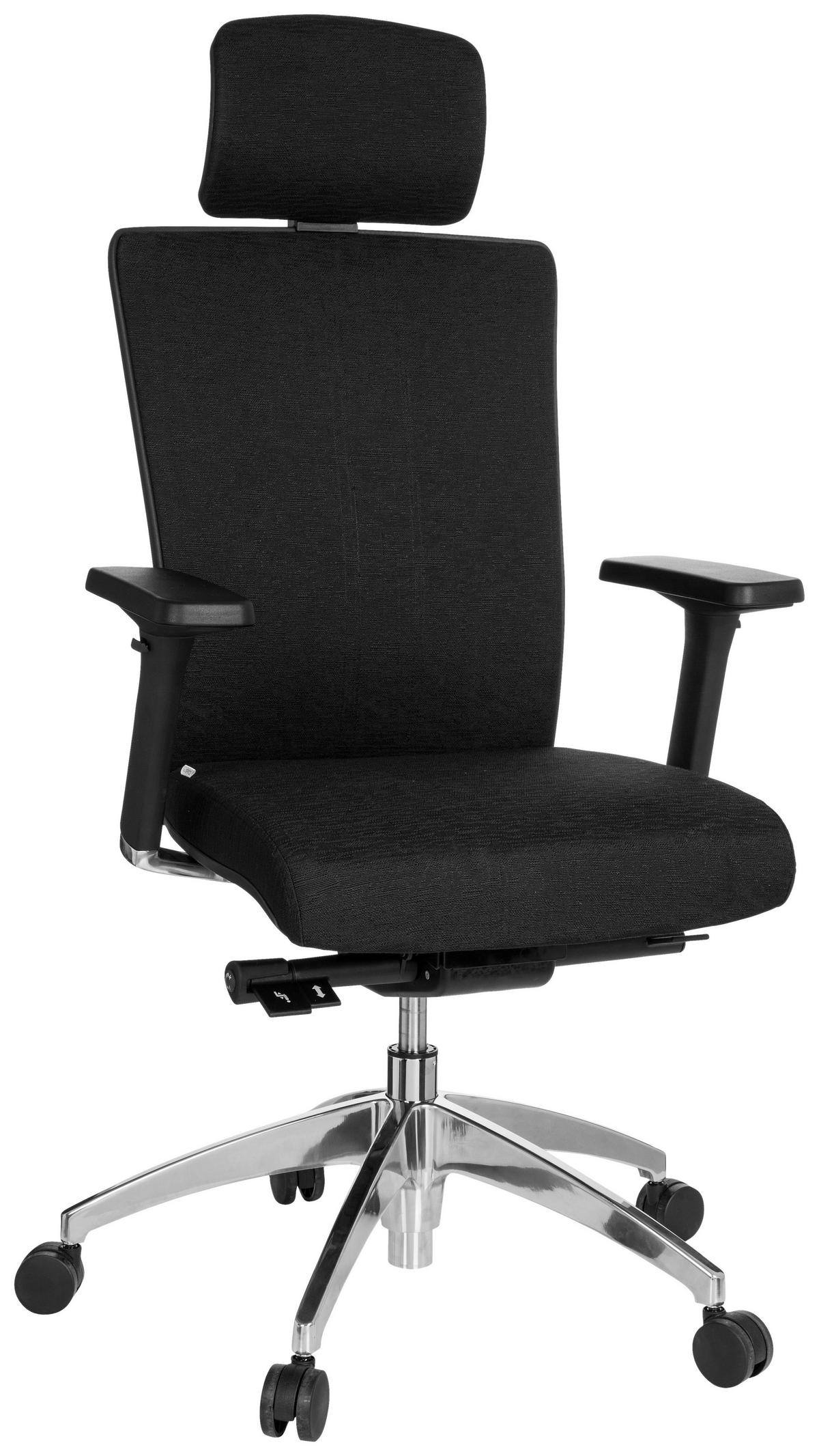 SNURRSTOL  i vävt tyg svart  - aluminiumfärg/svart, Modern, metall/textil (57/113/52cm) - MID.YOU