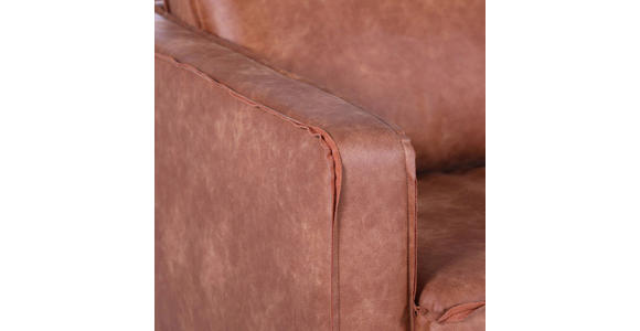 WOHNLANDSCHAFTOttomane links, L-Form  in Mikrofaser Cognac  - Cognac/Schwarz, KONVENTIONELL, Textil/Metall (218/267cm) - Ambia Home