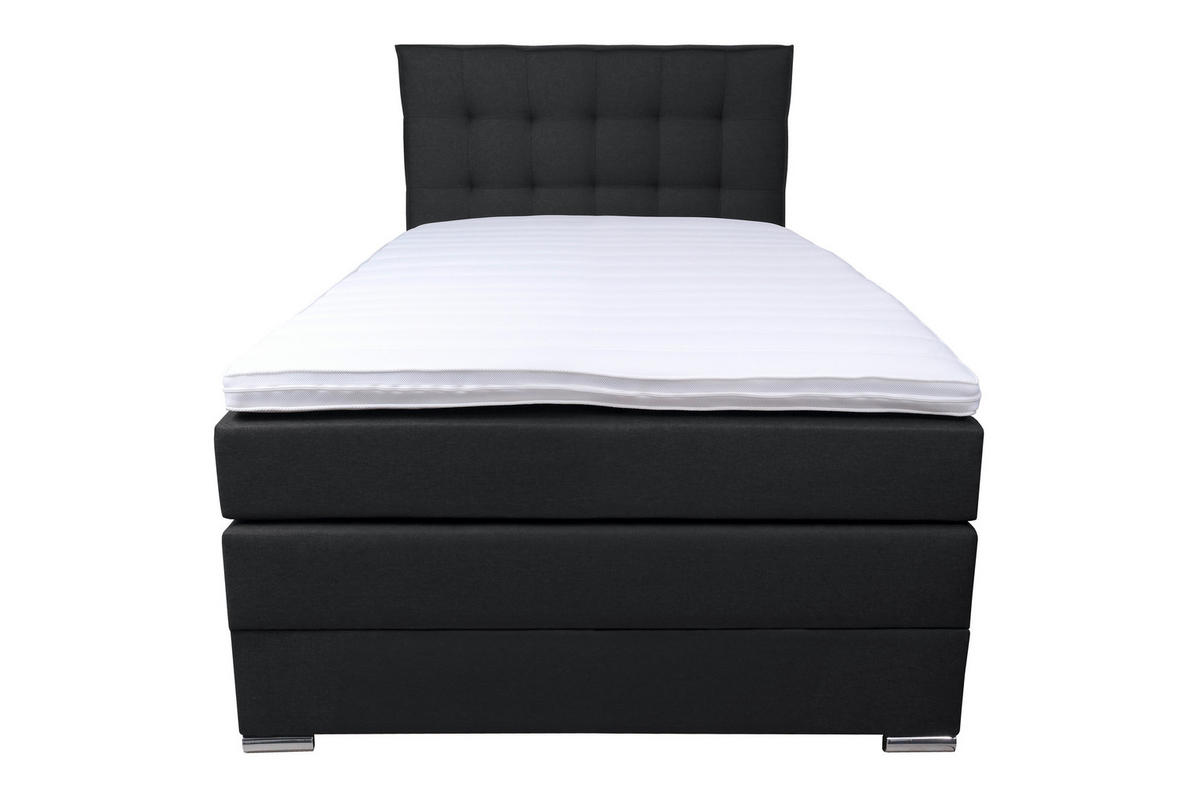 BOXSPRINGBETT 120/200 cm  in Schwarz  - Chromfarben/Schwarz, Konventionell, Kunststoff/Textil (120/200cm) - Boxxx