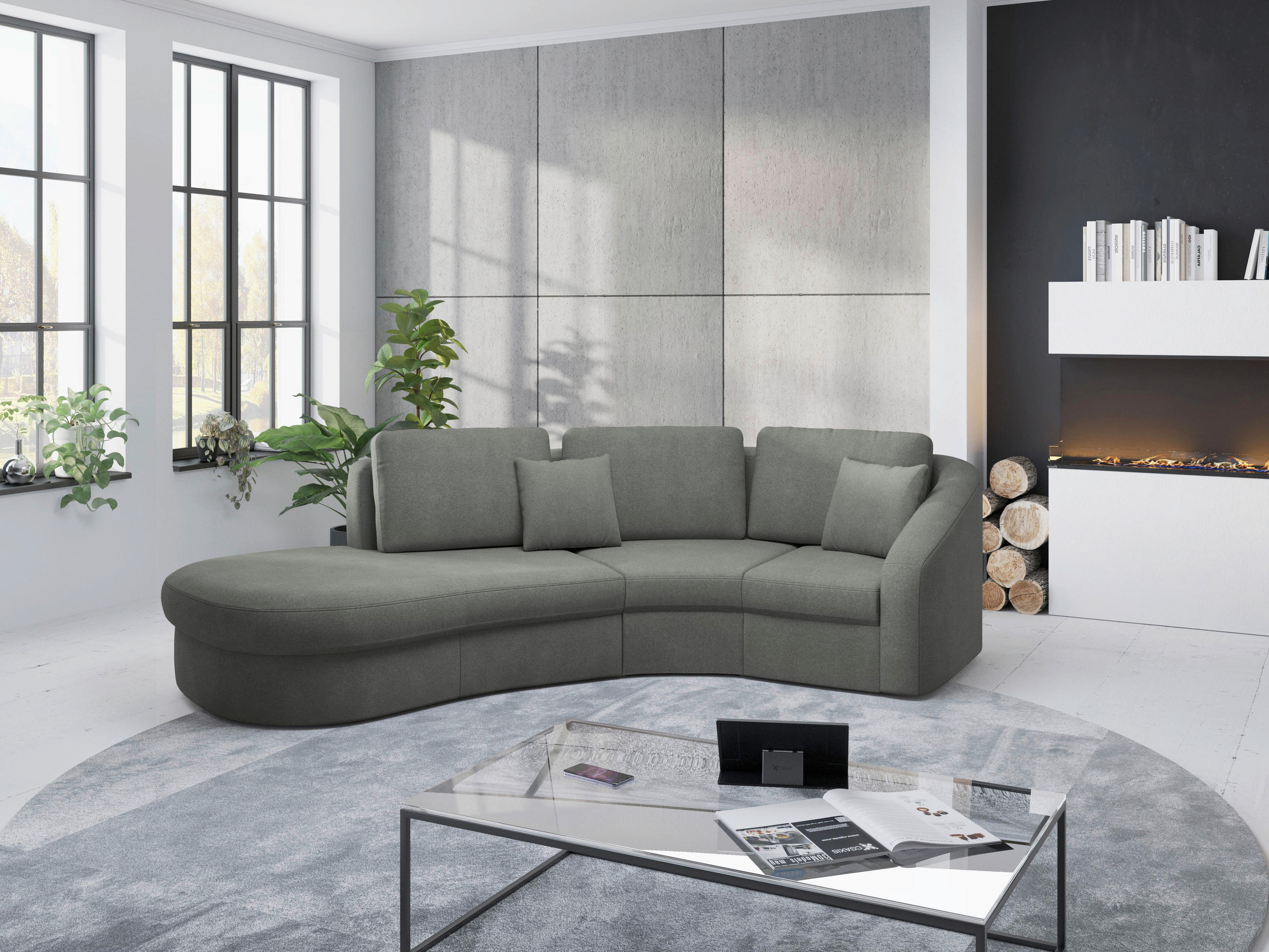 ECKSOFA in Mikrofaser Schlammfarben  - Schlammfarben/Schwarz, Modern, Kunststoff/Textil (230/266cm) - Sit & More
