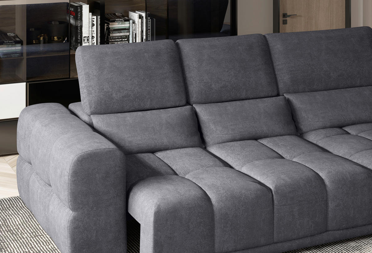 HÖRNSOFFA i chenille mörkgrå  - mörkgrå/svart, Klassisk, textil/plast (290/203cm) - MID.YOU