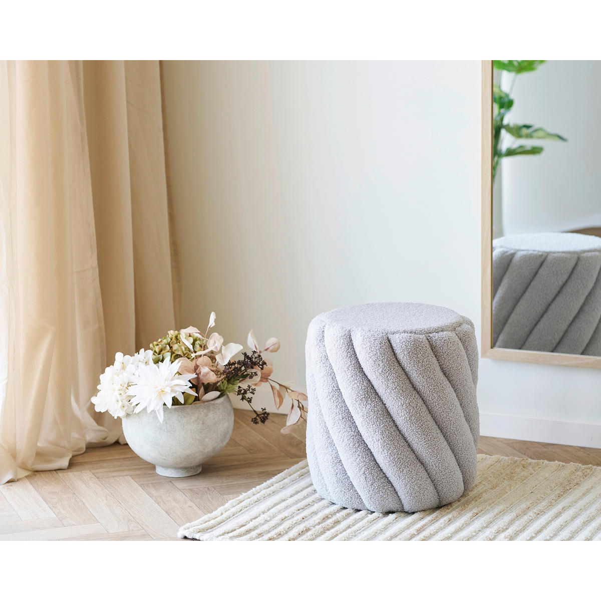 HOCKER in Textil Greige  - Greige, Basics, Textil (38/38/40cm)