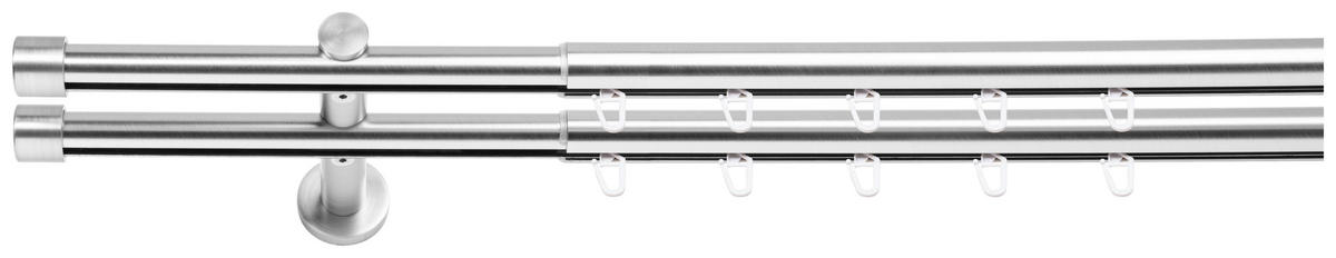 VORHANGSCHIENE - Grau Hochglanz, Basics, Metall (280/13,5/4,7cm) - Homeware