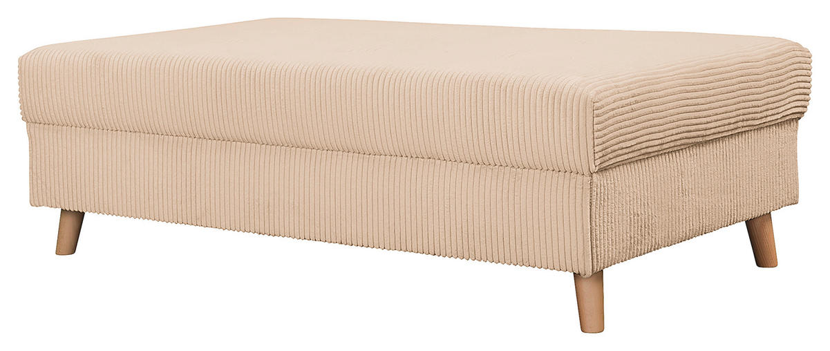 ECKSOFA inkl. Hocker Ariella Creme Cord  - Creme/Naturfarben, Design, Holz/Textil (161/231cm) - Livetastic