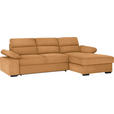 ECKSOFA in Webstoff Currygelb  - Currygelb/Dunkelbraun, KONVENTIONELL, Kunststoff/Textil (258/166cm) - Cantus