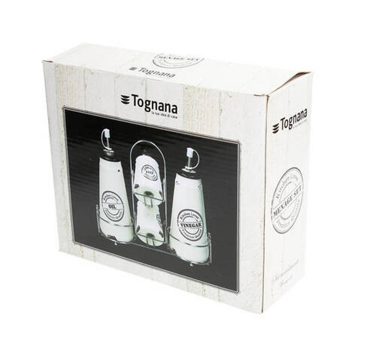 GARNITURA ZA OCAT/ULJE  metal, keramika  DOLCE CASA URBAN CHIC  - bijela/crna, Basics, metal/keramika (24/8.5/20cm) - Tognana