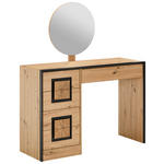 SCHMINKTISCH 110/40/132 cm, Schwarz, Eichefarben  - Eichefarben/Schwarz, KONVENTIONELL, Glas/Holzwerkstoff (110/40/132cm) - Xora