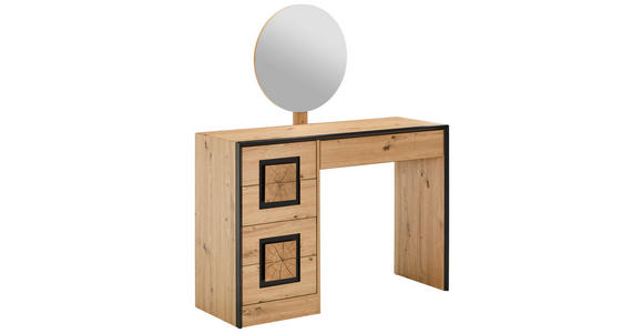 SCHMINKTISCH 110/40/132 cm, Schwarz, Eichefarben  - Eichefarben/Schwarz, KONVENTIONELL, Glas/Holzwerkstoff (110/40/132cm) - Xora