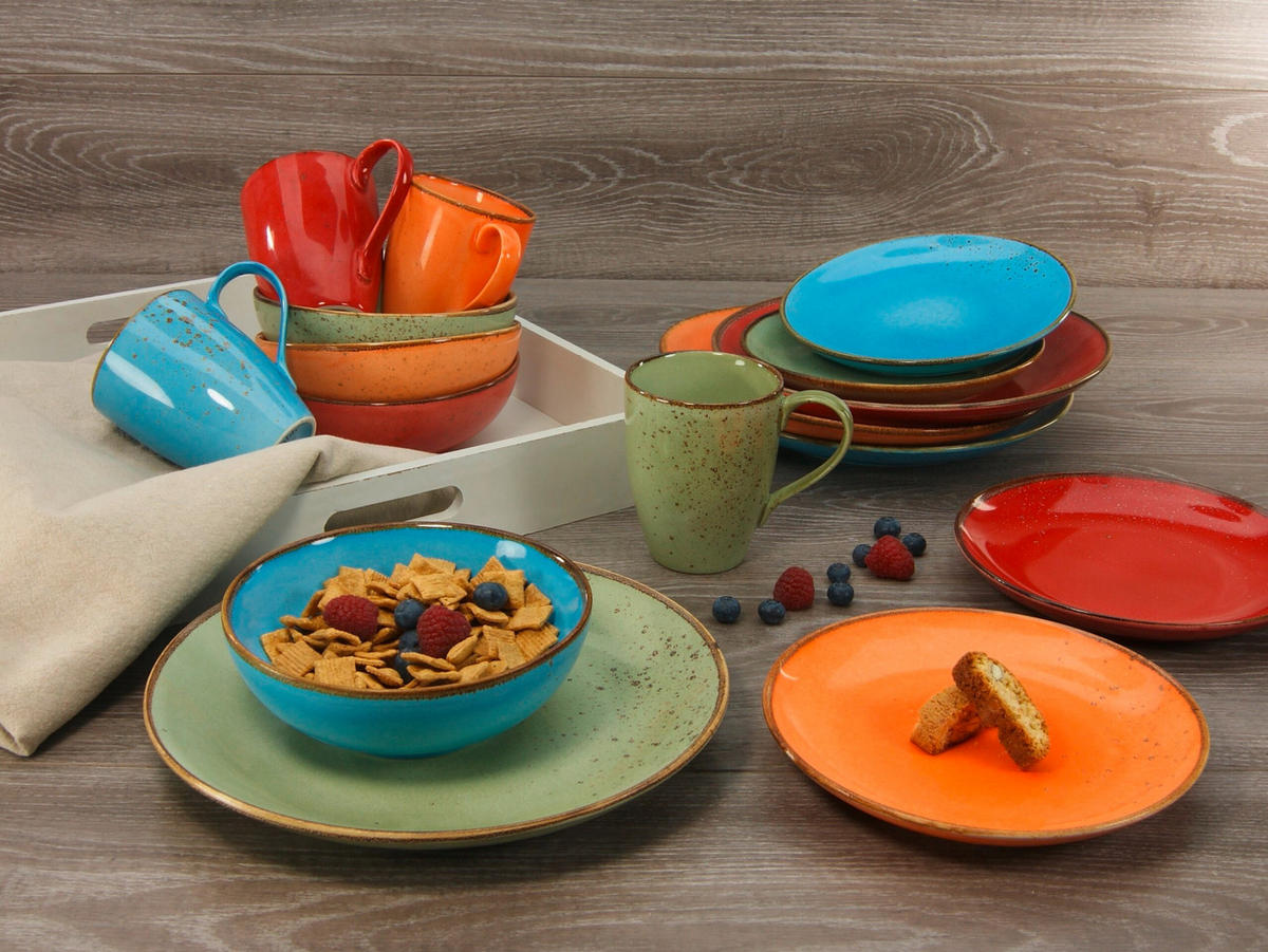 KOMBISERVICE Multicolor NATURE COLLECTION MEDITERRAN 16-teilig 4 Personen  - Multicolor, Basics, Keramik (34/31,5/33cm) - Creatable