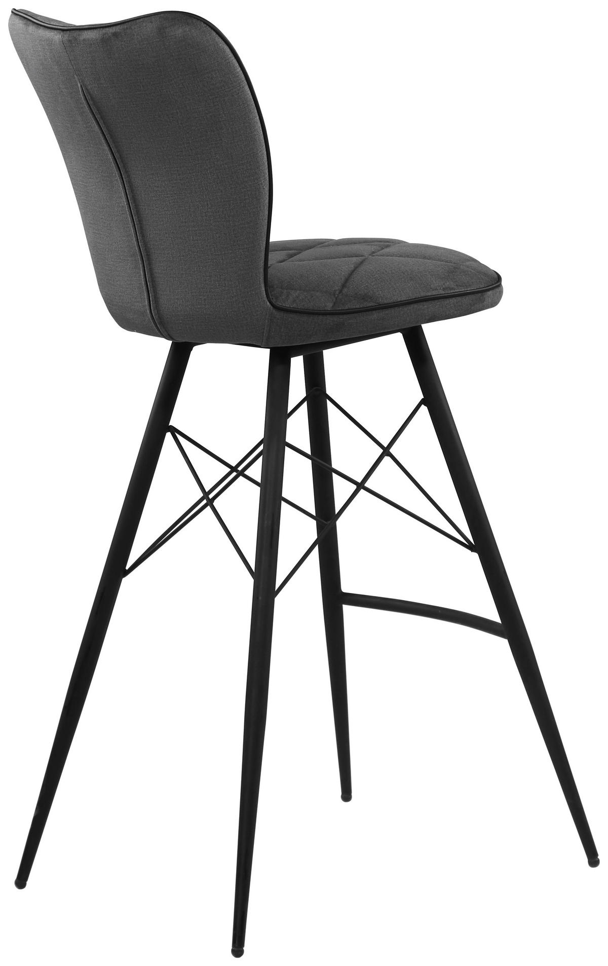 BARHOCKER Webstoff Grau Eisen  - Schwarz/Grau, Design, Textil/Metall (44/107/53cm) - Hom`in