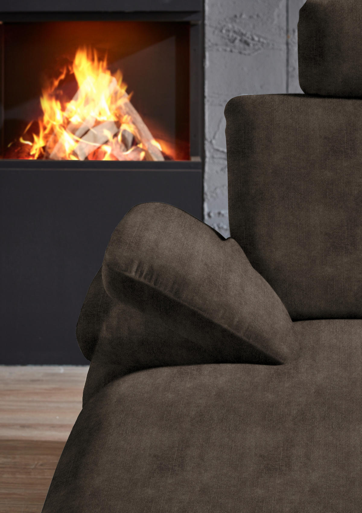WOHNLANDSCHAFT in Velours Dunkelbraun  - Dunkelbraun/Schwarz, Design, Textil/Metall (180/344/208cm) - Dieter Knoll