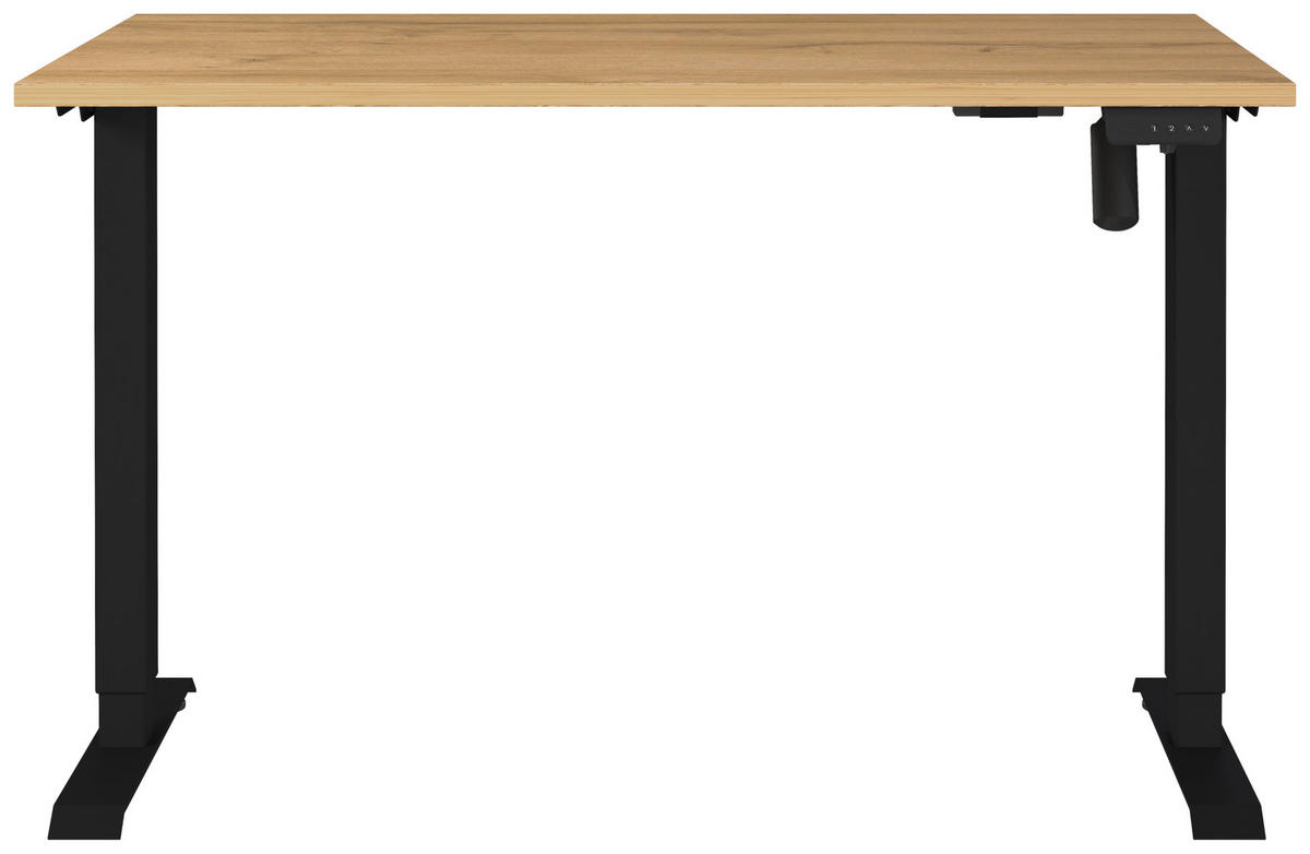 SCHREIBTISCH 120/80/71-119 cm  in Eichefarben, Schwarz  - Eichefarben/Schwarz, MODERN, Holzwerkstoff/Metall (120/80/71-119cm) - Germania