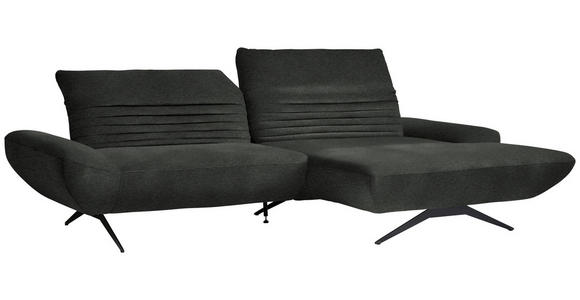 ECKSOFA  in Teddystoff Anthrazit  280/170-195 cm  - Anthrazit/Schwarz, Design, Textil/Metall (280/170-195cm) - Dieter Knoll