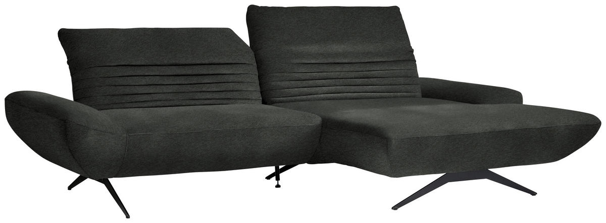 ECKSOFA  in Teddystoff Anthrazit  280/170-195 cm  - Anthrazit/Schwarz, Design, Textil/Metall (280/170-195cm) - Dieter Knoll