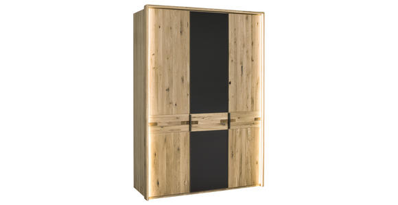 DREHTÜRENSCHRANK 149/214/61 cm 3-türig  - Eiche Bianco/Anthrazit, Natur, Glas/Holz (149/214/61cm) - Linea Natura