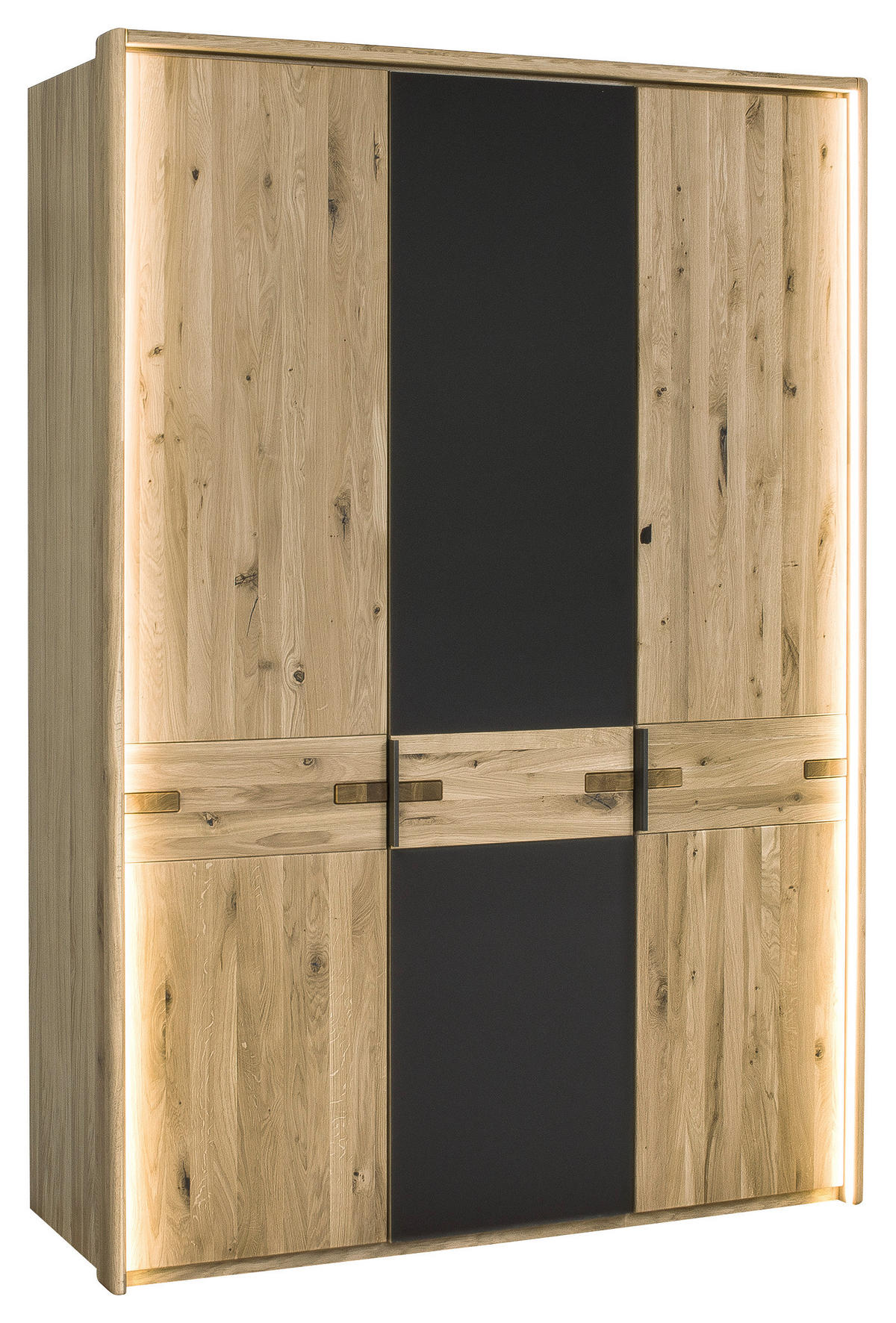 DREHTÜRENSCHRANK in Anthrazit, Eiche Bianco  - Eiche Bianco/Anthrazit, Natur, Glas/Holz (149/214/61cm) - Linea Natura