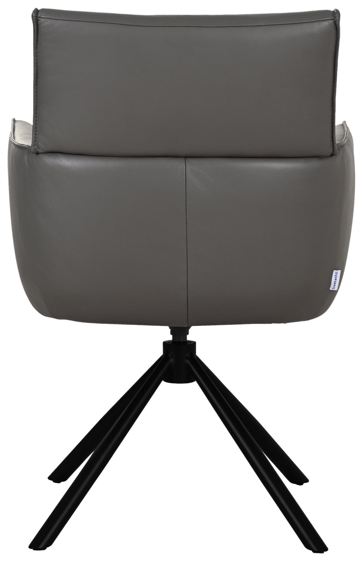 ARMLEHNSTUHL  Sitzfläche 360° drehbar, automatische Rückholfunktion  Echtleder  - Dunkelgrau/Schwarz, MODERN, Leder/Metall (64/90,5/64,5cm) - Livetastic