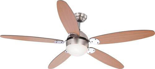 DECKENVENTILATOR Rolan 132/40,6 cm   - Buchefarben/Graphitfarben, KONVENTIONELL, Glas/Holz (132/40,6cm) - Globo