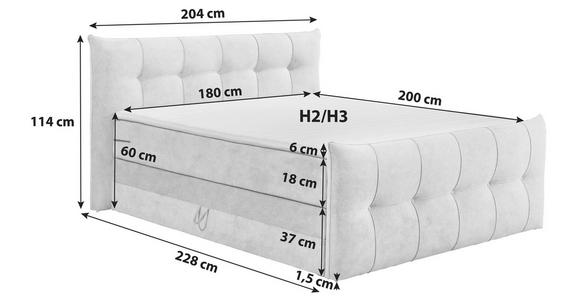 BOXSPRINGBETT 180/200 cm  in Anthrazit  - Anthrazit/Schwarz, KONVENTIONELL, Kunststoff/Textil (180/200cm) - Esposa