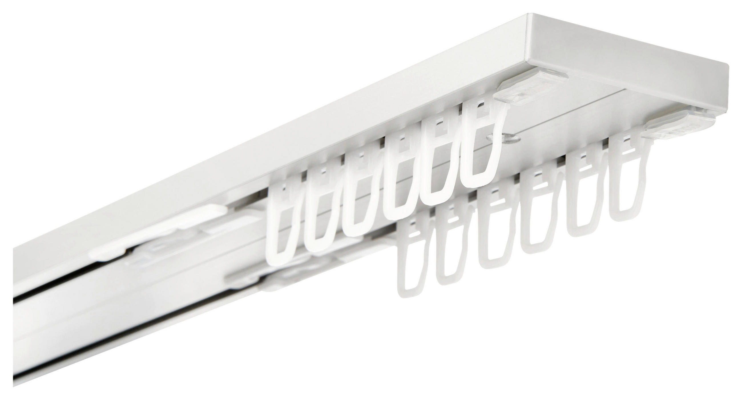 Vorhangschiene 2-läufig 200cm Aluminium Weiß Inkl. Zubehör
