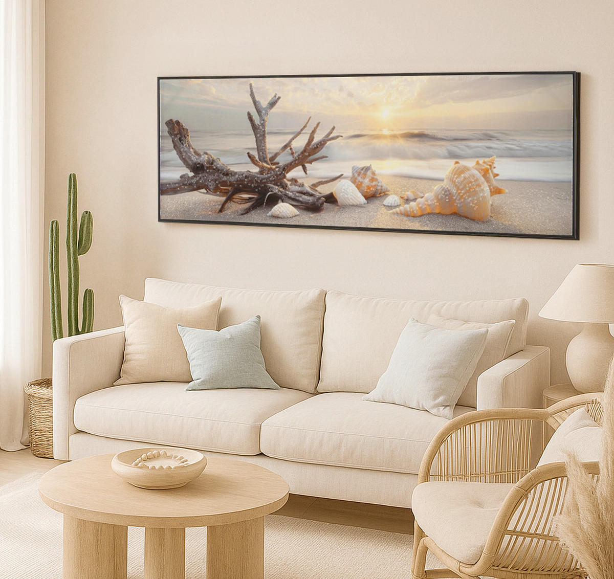 LEINWANDBILD Strand & Meer  - Schwarz, Basics, Holz/Kunststoff (152/52/4cm)