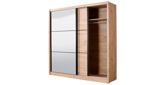 SCHIEBETÜRENSCHRANK 213/215,5/60 cm 2-türig Eiche Artisan  - Schwarz/Eiche Artisan, Basics, Glas/Holzwerkstoff (213/215,5/60cm) - Xora
