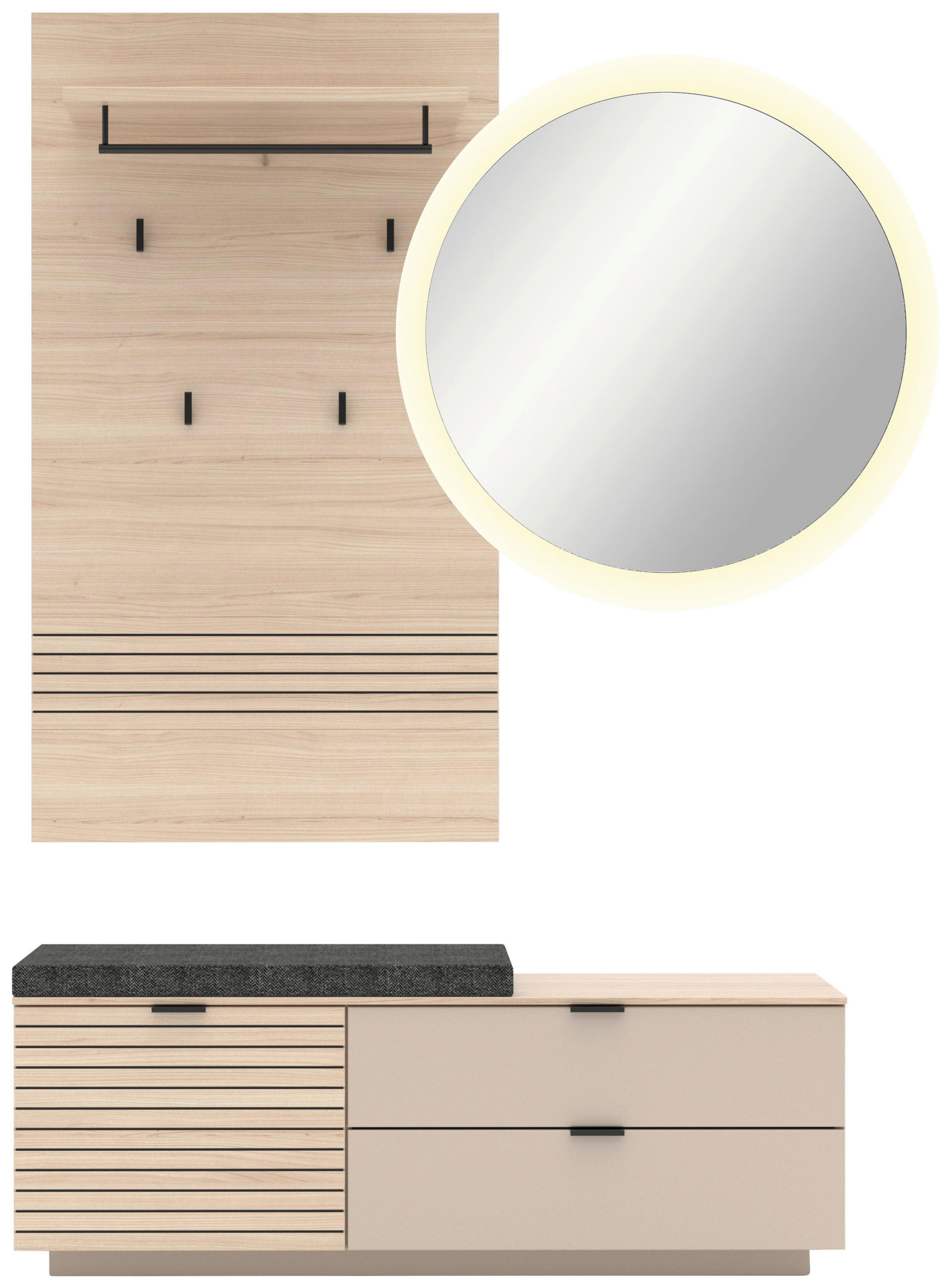 GARDEROBE 4-teilig  in 143/202/38 cm  - Kaschmir/Eichefarben, Design, Holzwerkstoff/Textil (143/202/38cm) - Xora