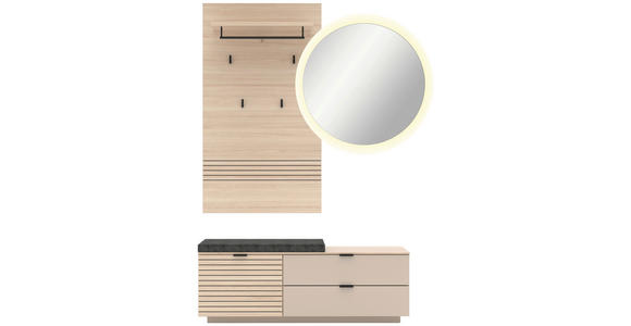 GARDEROBE 4-teilig in 143/202/38 cm - Kaschmir/Eichefarben, Design, Holzwerkstoff/Textil (143/202/38cm) - Xora