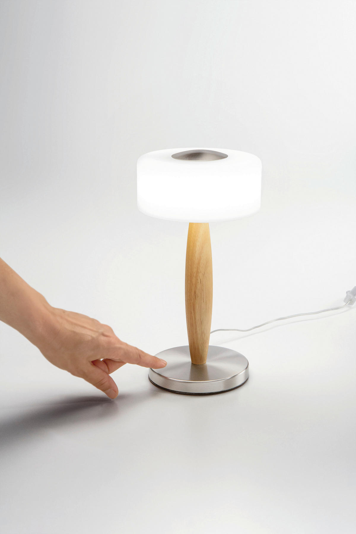 LED-TISCHLEUCHTE 15/29 cm   - Eichefarben/Weiß, Natur, Glas/Holz (15/29cm) - Fabas Luce