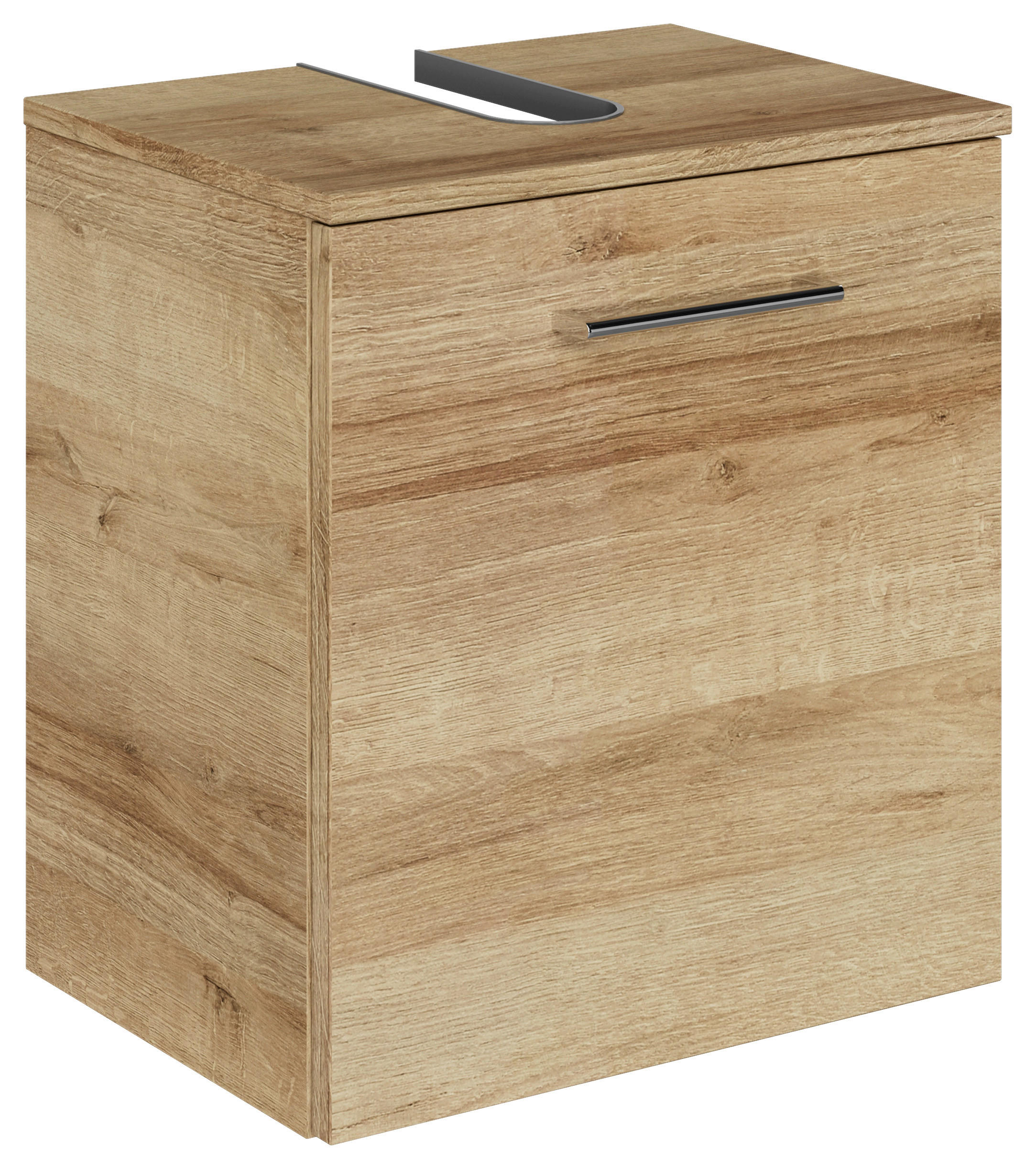 WASCHBECKENUNTERSCHRANK 45/49,8/33,3 cm  - Chromfarben/Eichefarben, KONVENTIONELL, Holzwerkstoff/Metall (45/49,8/33,3cm) - Sadena