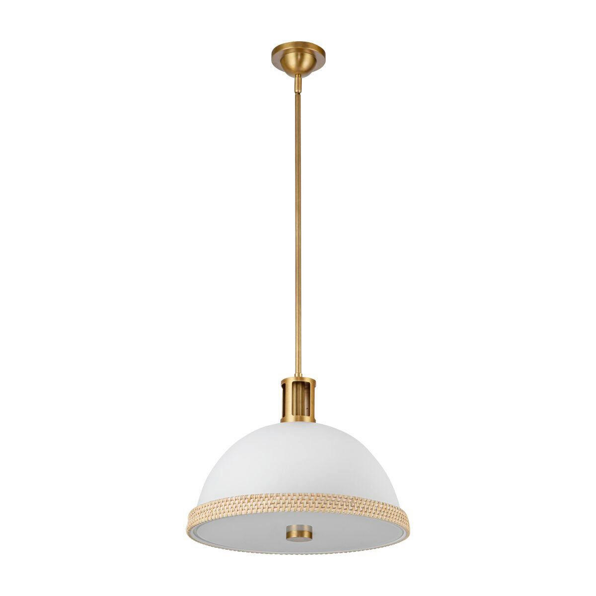 HÄNGELEUCHTE 32,4/41,7 cm  - Messingfarben/Weiß, Natur, Glas/Holz (32,4/41,7cm) - Elstead Lighting