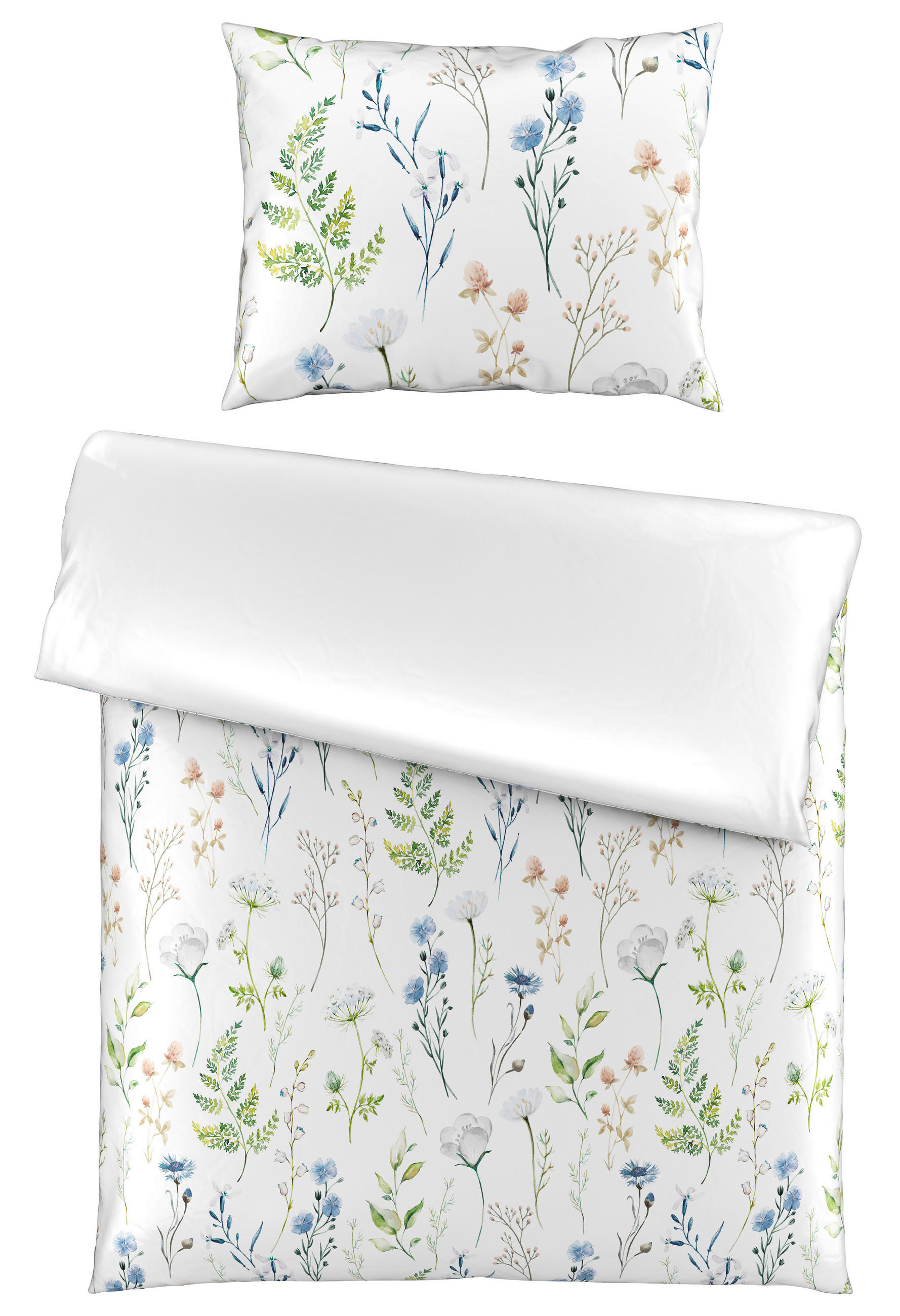 OBOJESTRANSKA POSTELJNINA FLORA 140/200 cm saten večbarvno  - večbarvno, Basics, tekstil (140/200cm) - Esposa