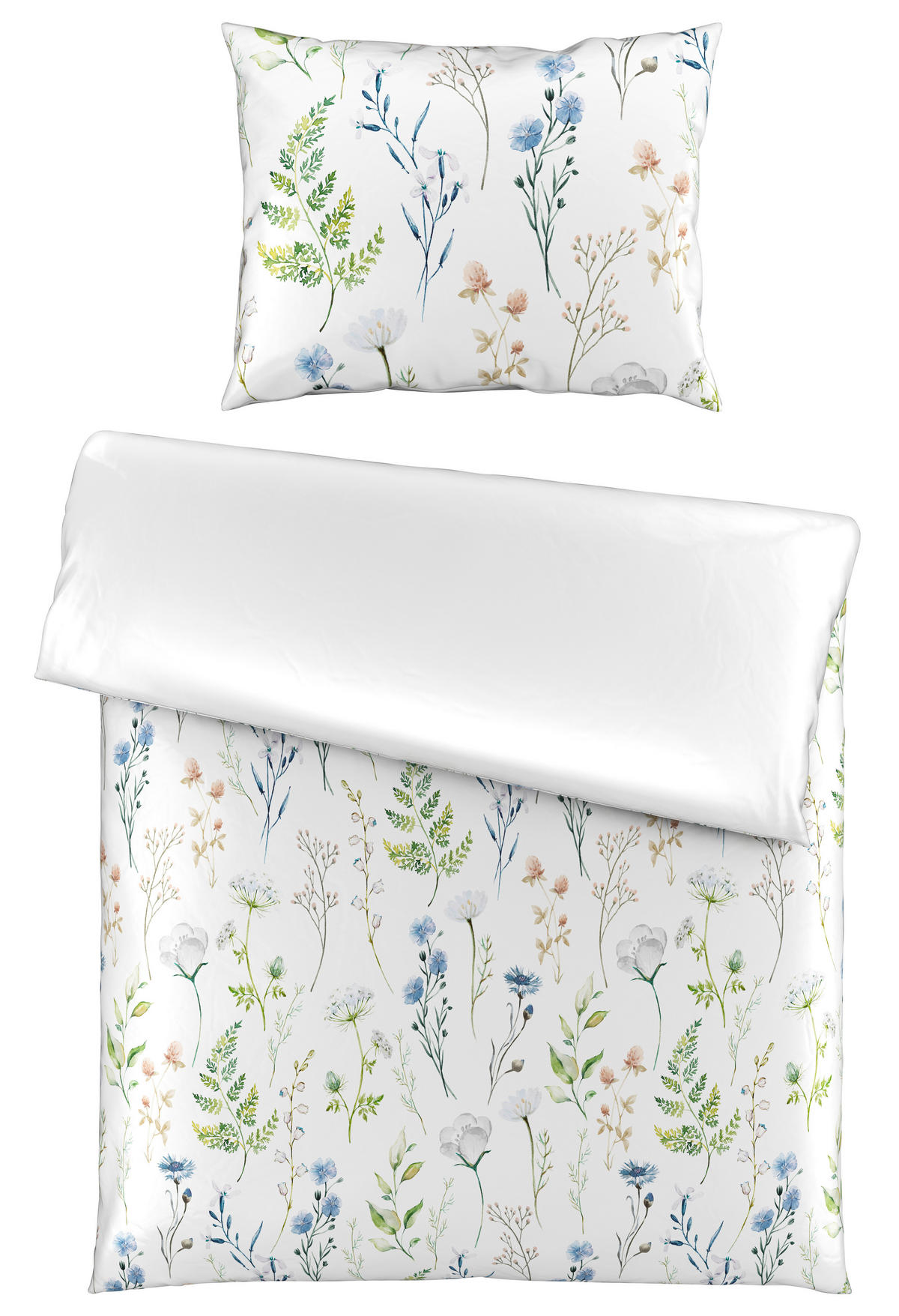 OBOJESTRANSKA POSTELJNINA FLORA 140/200 cm saten večbarvno  - večbarvno, Basics, tekstil (140/200cm) - Esposa