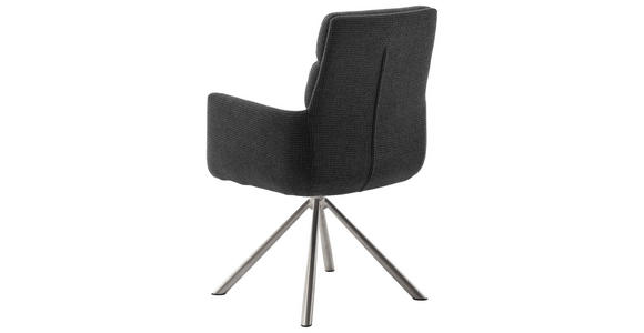 ARMLEHNSTUHL in Edelstahl Webstoff - Edelstahlfarben/Anthrazit, Design, Textil/Metall (61/90/64cm) - Dieter Knoll