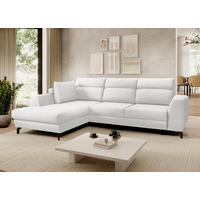 ECKSOFA Weiß Chenille  - Schwarz/Weiß, KONVENTIONELL, Textil/Metall (185/266cm) - Carryhome
