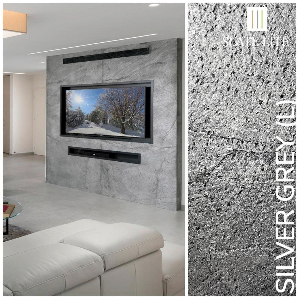 WANDPANEEL Anthrazit, Grau, Silberfarben, Dunkelgrau  - Dunkelgrau/Anthrazit, Basics, Kunststoff/Stein (240/120cm)