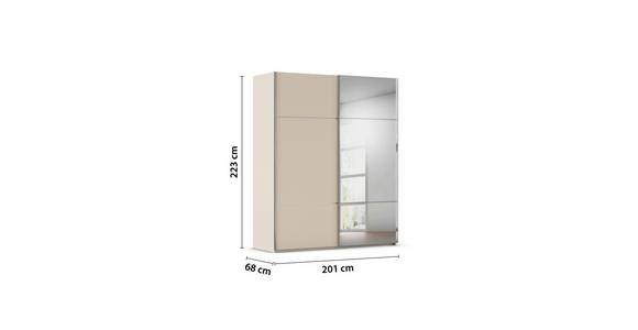 SCHWEBETÜRENSCHRANK 201/223/68 cm 2-türig Champagner - Chromfarben/Champagner, KONVENTIONELL, Glas/Holzwerkstoff (201/223/68cm) - Novel