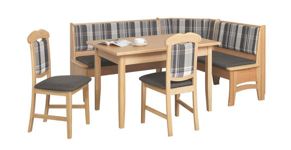 ECKBANKGRUPPE in Holz, Textil, Holzwerkstoff Braun, Grau, Buchefarben, Hellblau - Buchefarben/Braun, KONVENTIONELL, Holz/Holzwerkstoff (146/186cm) - Cantus