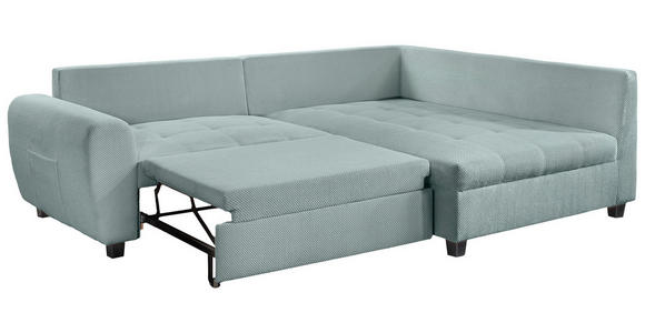 ECKSOFA Mintgrün Plüsch Zierkissen, Rückenkissen, Schlaffunktion, Rücken echt  - Schwarz/Mintgrün, KONVENTIONELL, Kunststoff/Textil (249/175cm) - Carryhome