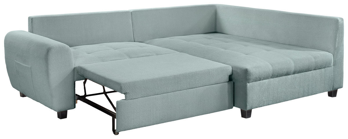 ECKSOFA Mintgrün Plüsch  - Schwarz/Mintgrün, KONVENTIONELL, Kunststoff/Textil (249/175cm) - Carryhome
