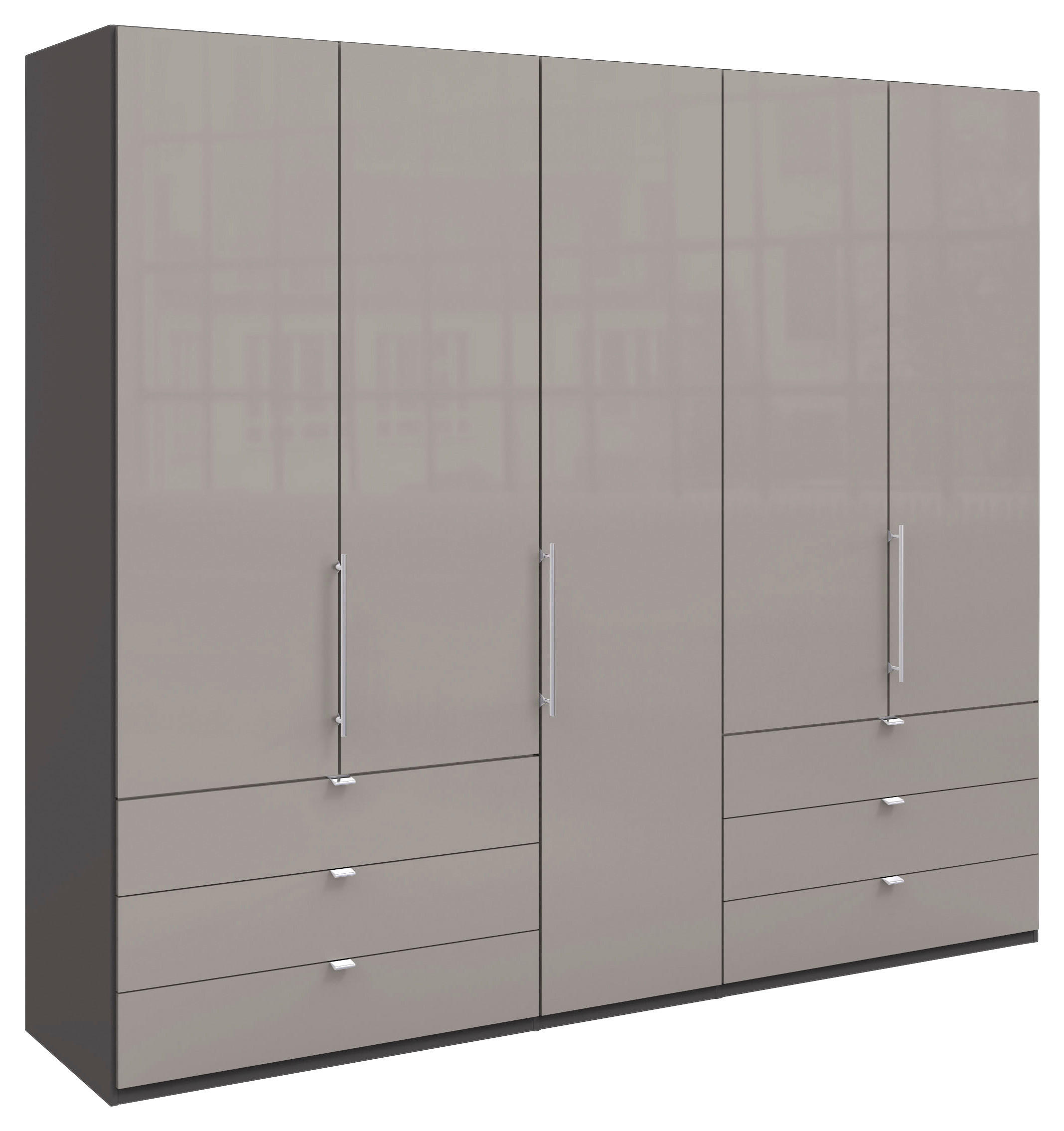 FALTTÜRENSCHRANK  in Hellgrau, Dunkelgrau  - Chromfarben/Dunkelgrau, KONVENTIONELL, Glas/Holzwerkstoff (250/216/58cm) - Venda