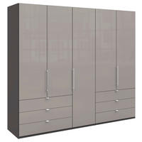 FALTTÜRENSCHRANK  in Hellgrau, Dunkelgrau  - Chromfarben/Dunkelgrau, KONVENTIONELL, Glas/Holzwerkstoff (250/216/58cm) - Venda