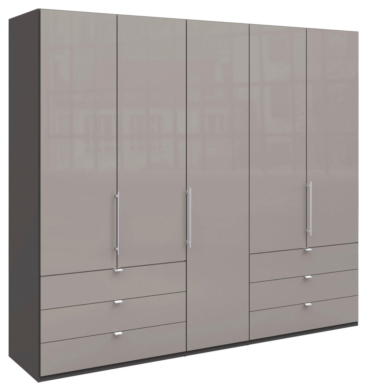 FALTTÜRENSCHRANK  in Hellgrau, Dunkelgrau  - Chromfarben/Dunkelgrau, KONVENTIONELL, Glas/Holzwerkstoff (250/216/58cm) - Venda