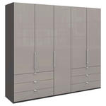 FALTTÜRENSCHRANK  in Hellgrau, Dunkelgrau  - Chromfarben/Dunkelgrau, KONVENTIONELL, Glas/Holzwerkstoff (250/216/58cm) - Venda