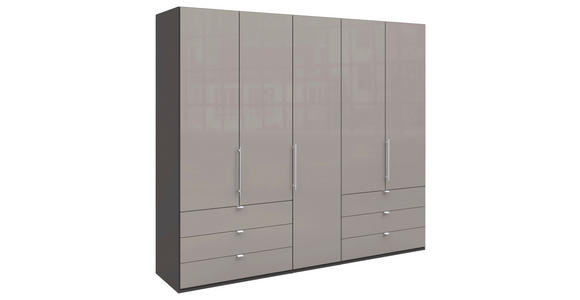 FALTTÜRENSCHRANK 250/216/58 cm 3-türig Hellgrau, Dunkelgrau  - Chromfarben/Dunkelgrau, KONVENTIONELL, Glas/Holzwerkstoff (250/216/58cm) - Venda