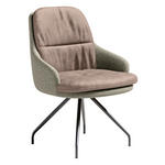 ARMLEHNSTUHL  Beinauswahl, Sitzfläche 360° drehbar, Stoff-/Lederauswahl Velours  Sandfarben, Graugrün  - Sandfarben/Schwarz, Design, Textil/Metall (60/86/66cm) - Dieter Knoll