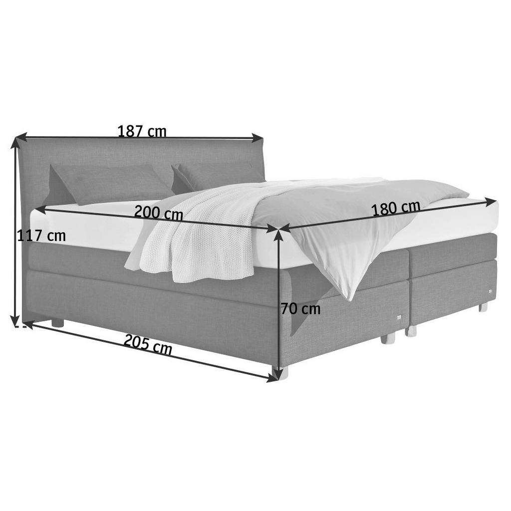 Thumbnail - RUF Betten Boxspringbett, Anthrazit, Schwarz, Textil, H2 + H3, 7-Zonen, Höhe ca. 26 cm, 160x200 cm, Blauer Engel, Golden...