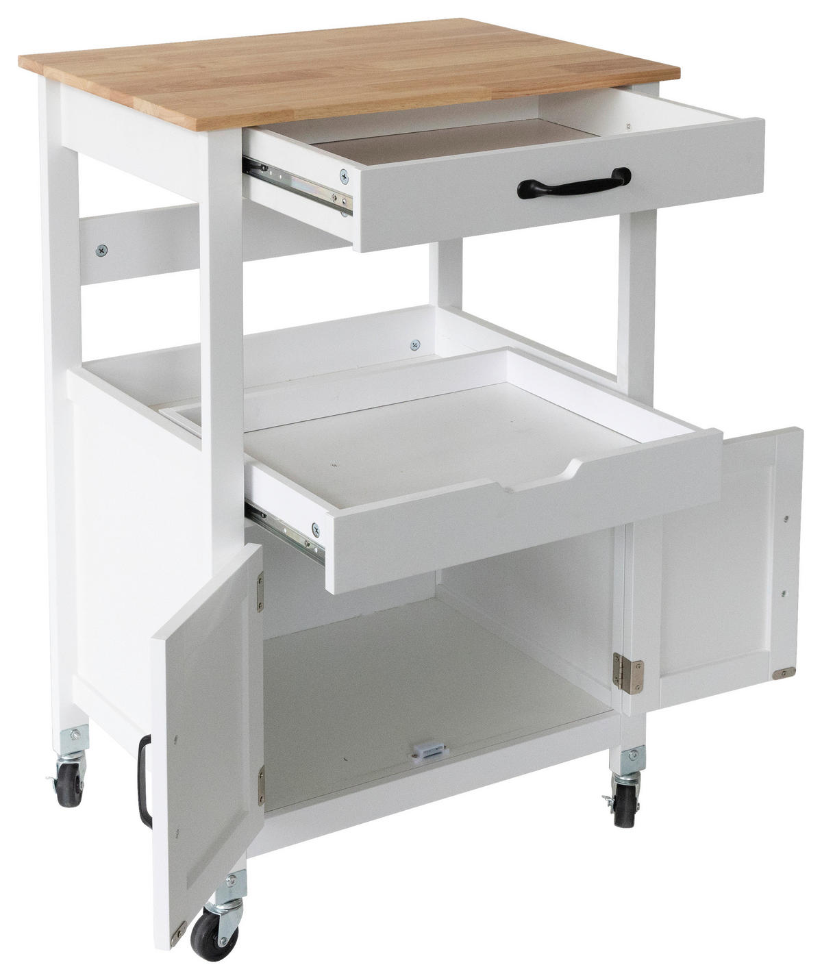 SERVIERWAGEN in Weiß  - Silberfarben/Schwarz, Basics, Holz/Holzwerkstoff (68/89/40cm) - MID.YOU